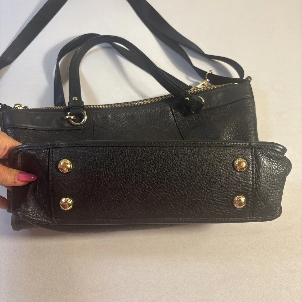 Michael‎ Kors Jesse Large Satchel Shoulder Bag Black Pebble Leather Purse